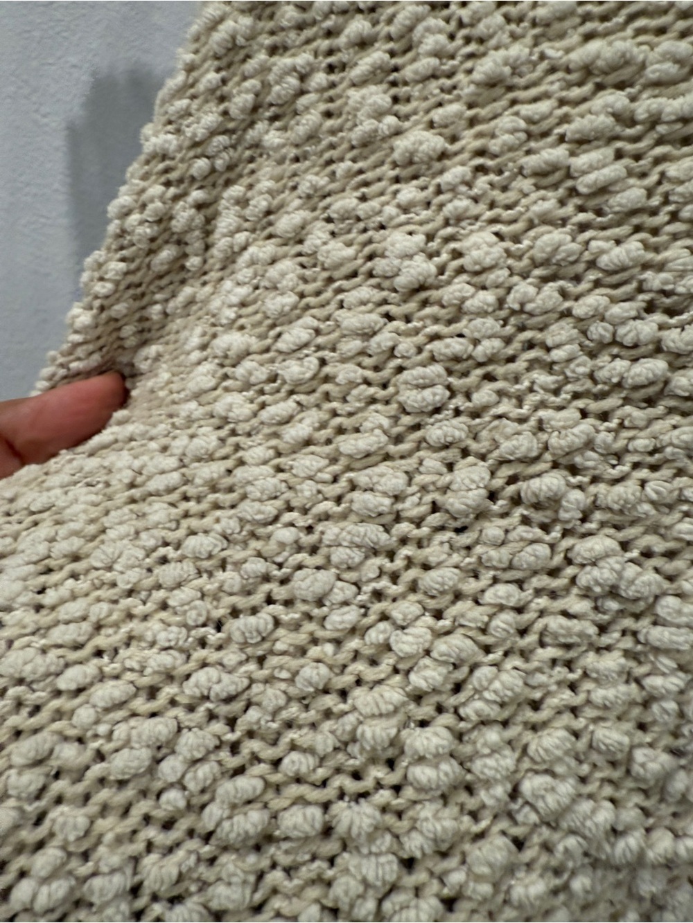 POL Cream Popcorn-Knit Hooded Sweater Oversized Medium Missing string - Picture 7 of 9